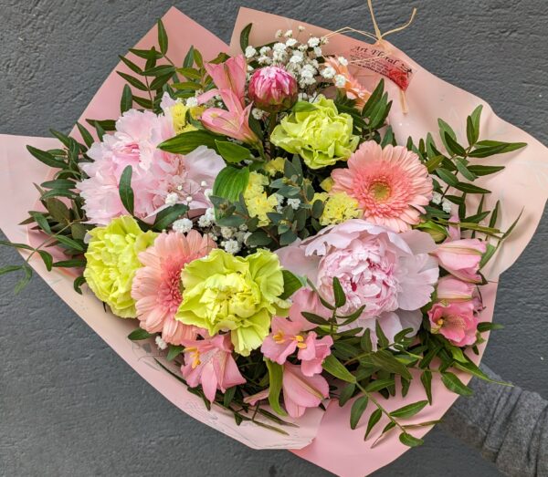 Bouquet Ronde Rose avec pivoine