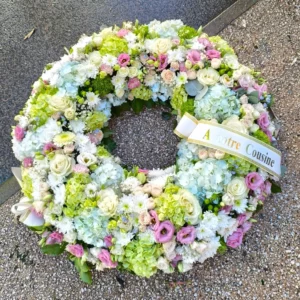 Grande Couronne funéraire ton pastel